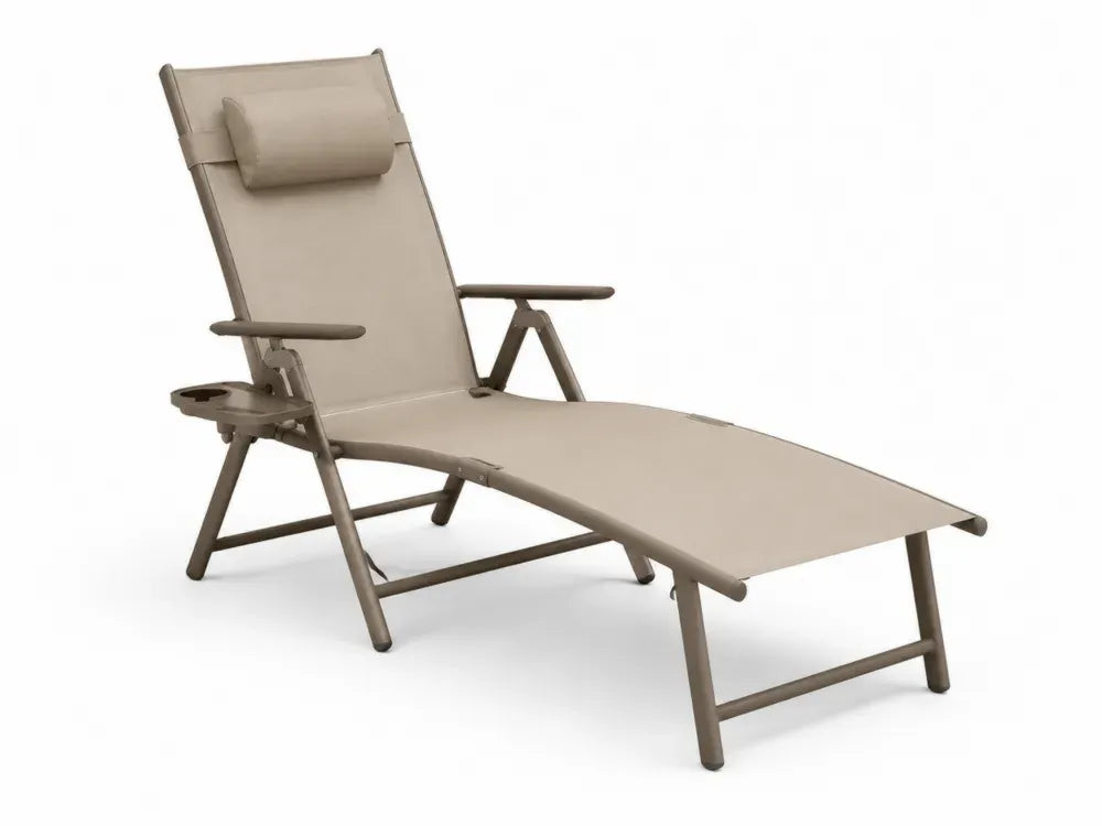 Verstellbarer Sonnenliege Aluminium Textil Beige