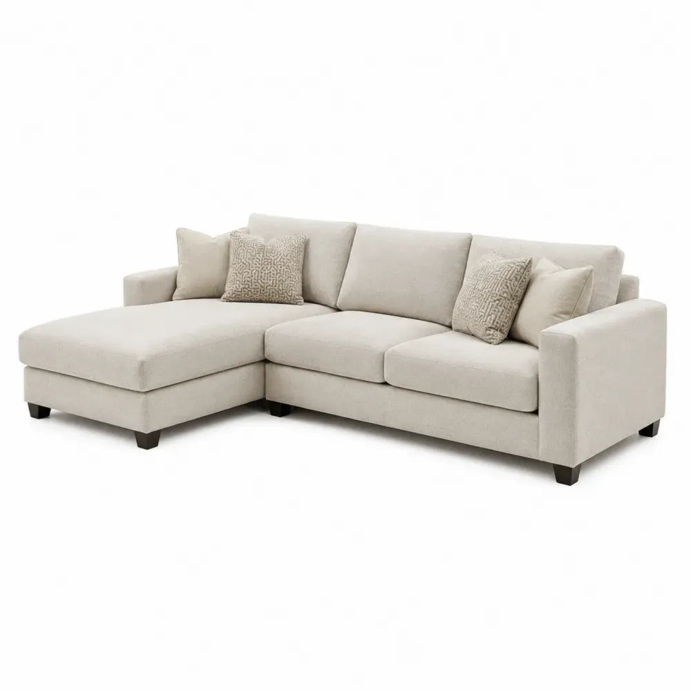 Ecksofa aus Stoff beige mit Ottomane