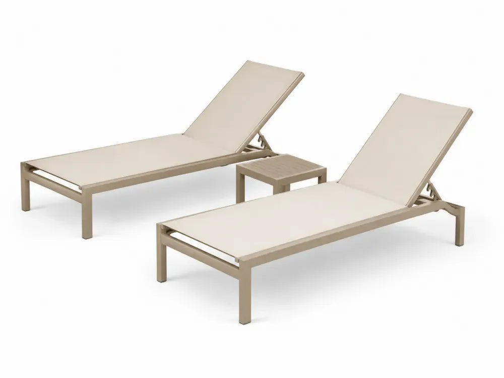 Set mit verstellbaren Gartenliegen aus Aluminium in Beige