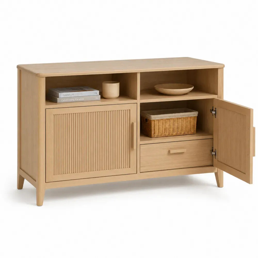 Eichenholzschrank mit Türen und Regalen 120x40x75cm