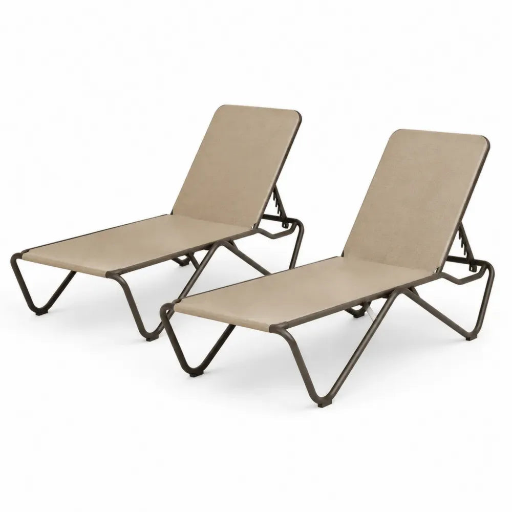 2er Set Sonnenliegen Aluminium Beige