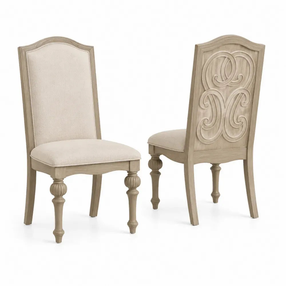 Esszimmerstühle aus Holz mit Polyesterpolsterung Beige 2er Set