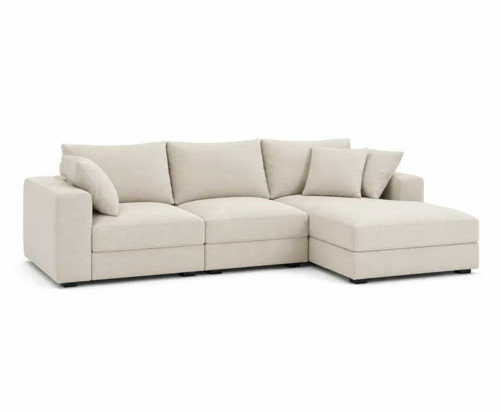 Modulares Sofa Beige 3-Sitzer L-Form Stoff