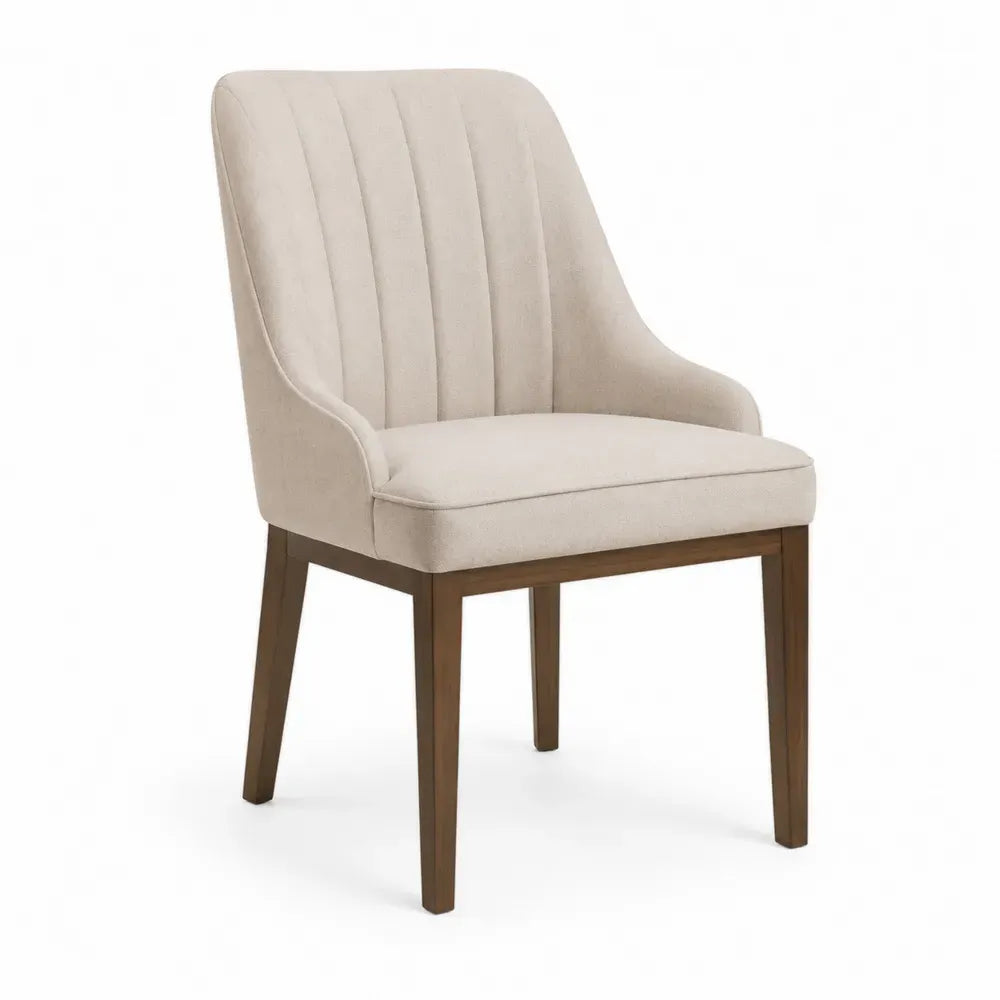 Esszimmerstuhl Beige mit Holzrahmen und Polsterung
