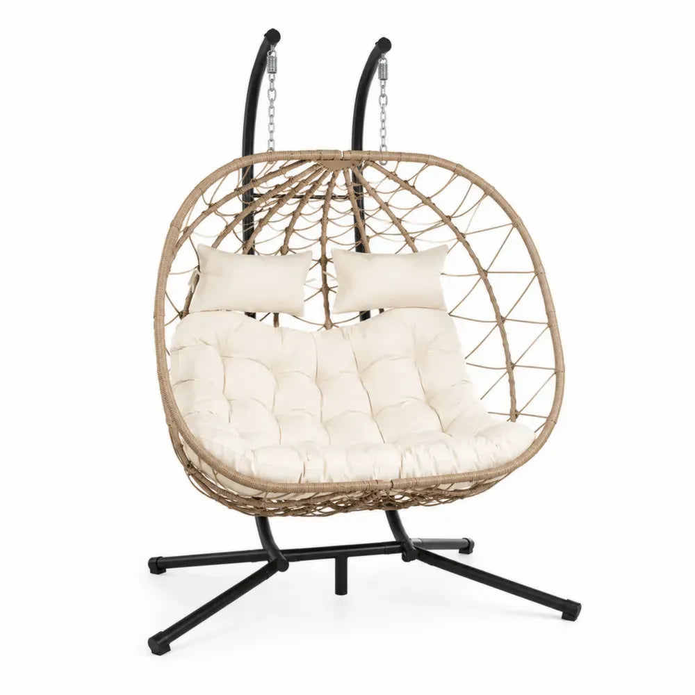 Hängesessel für 2 Personen aus Rattan mit Kissen