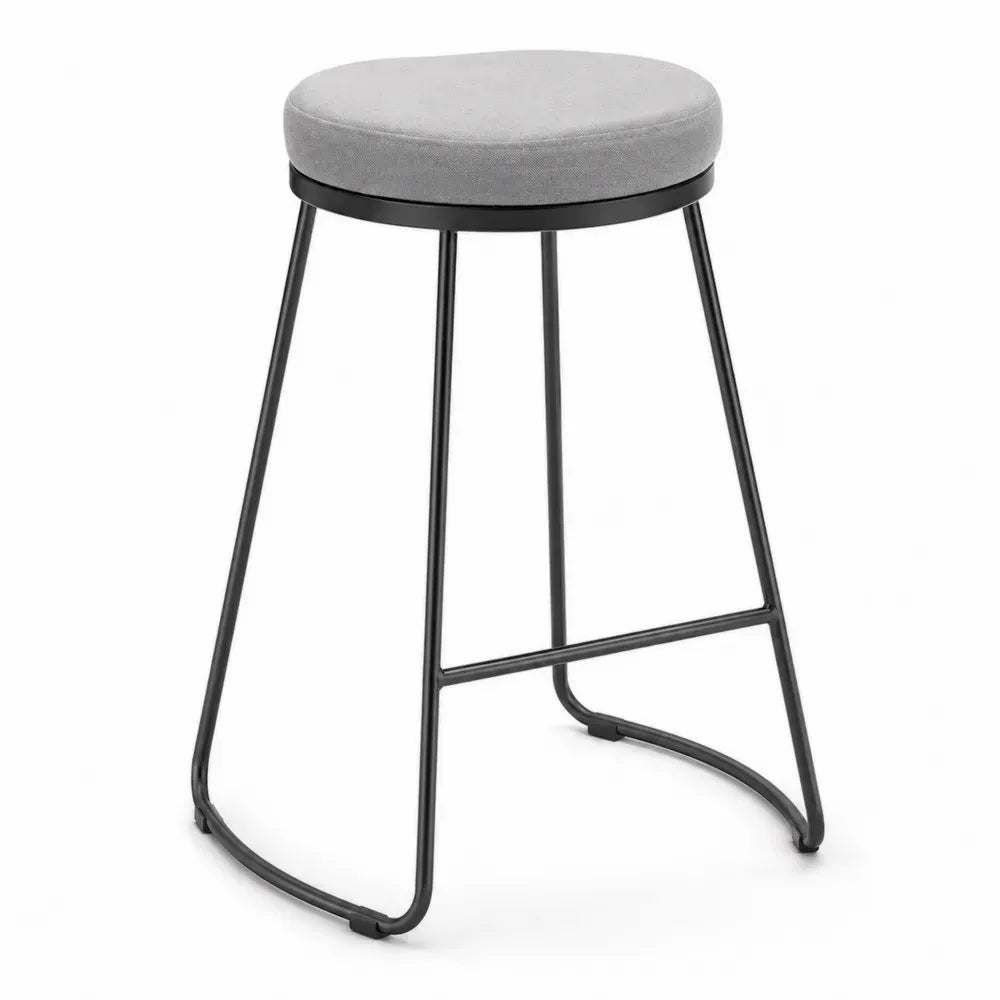 Barhocker mit Metallstruktur und Polyesterbezug, Grau/Schwarz, 75 cm