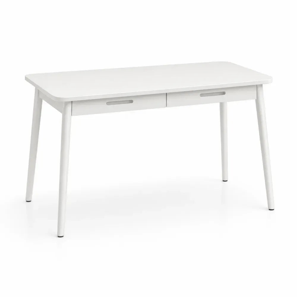 Schreibtisch mit Schubladen aus MDF und Kiefernholz Weiß