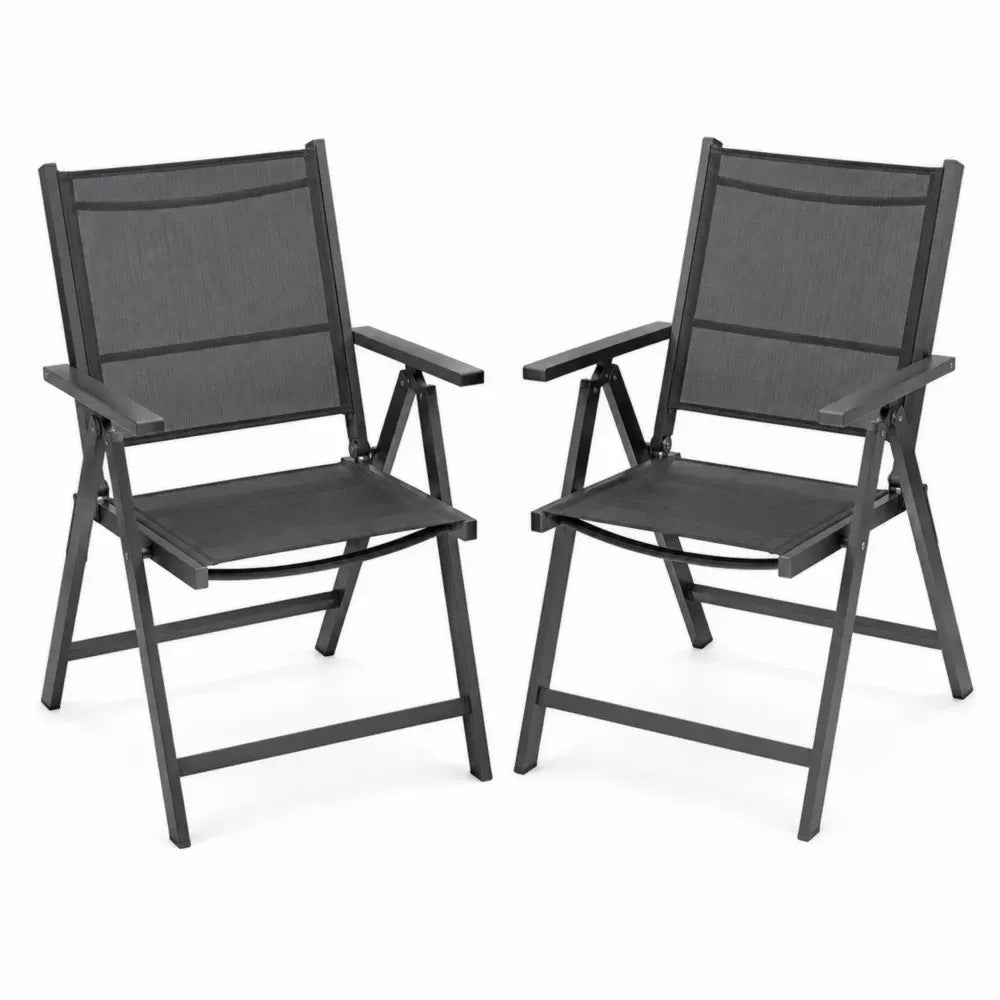 2er Set Klappbare Gartenstühle Aluminium Schwarz