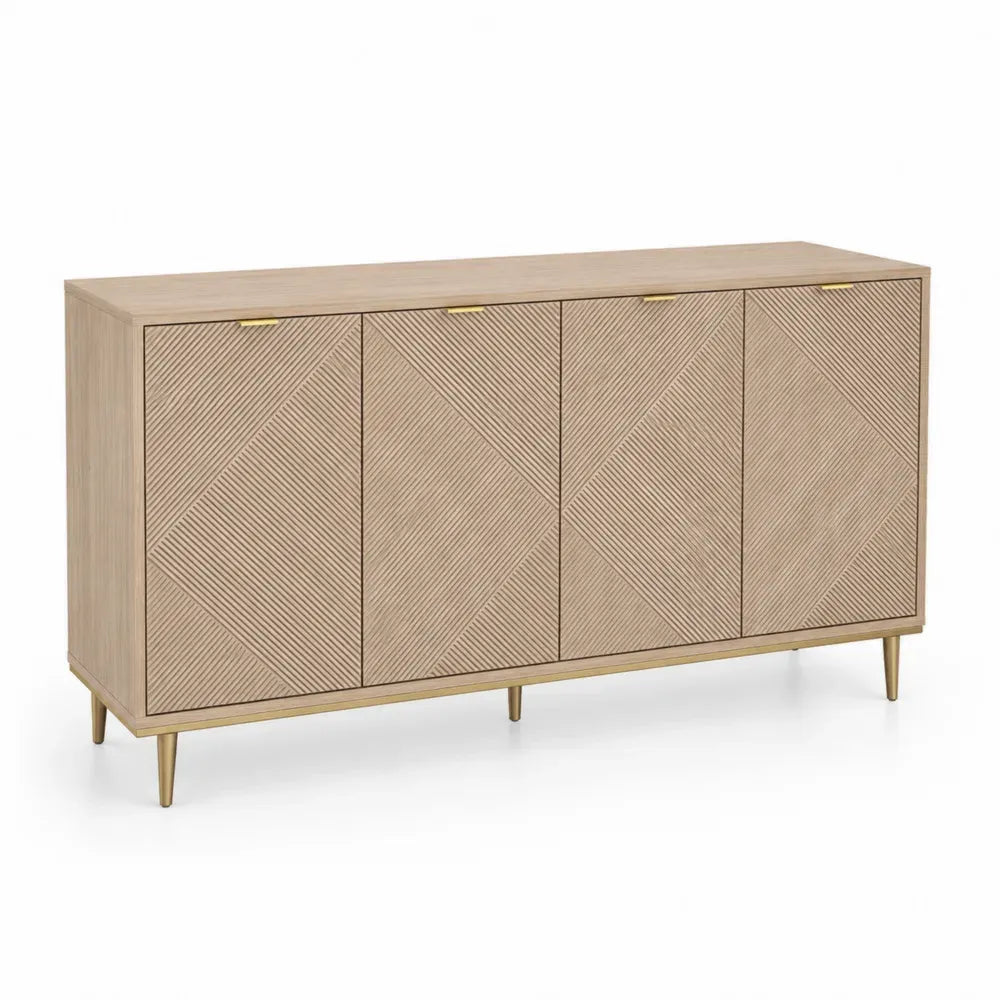Sideboard aus Eichenfurnier mit 4 Türen 160x40x80 cm