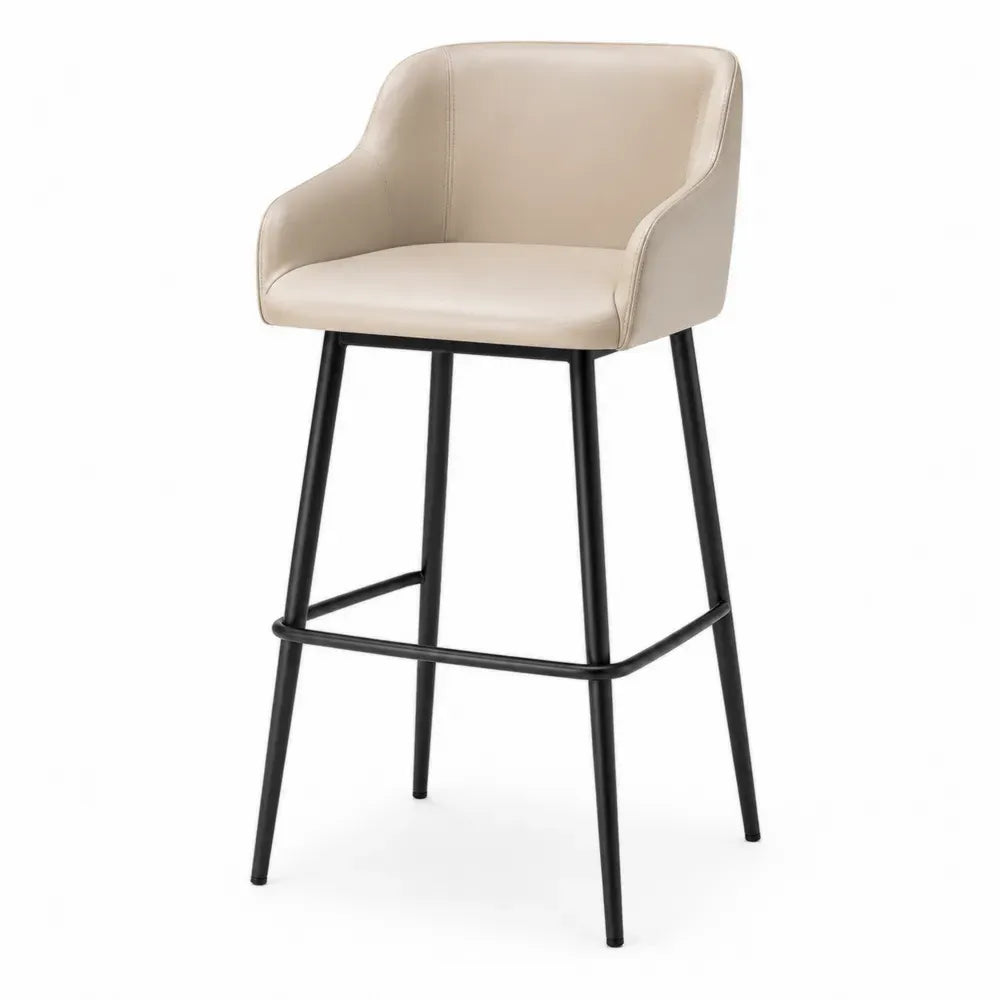 Barhocker Kunstleder Beige Stahl 110cm